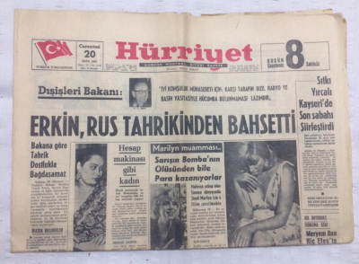 Hürriyet Gazetesi 20 Ekim 1962 - Erkin,Rus Tahrikinden Bahsetti - GZ17891 - 1