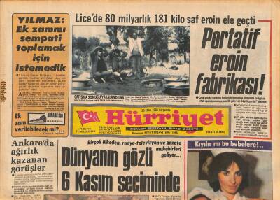 Hürriyet Gazetesi 20 Ekim 1983 - Licede 80 Milyarlık 181 Kilo Saf Eroin Ele Geçti - Fenerbahçe Altyapısında İsyan GZ127712 - 1