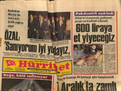 Hürriyet Gazetesi 20 Ekim 1984 - Başbakan Mersinde Tesis Açtı , Birlik Çağrısı Yaptı GZ80865 - 1