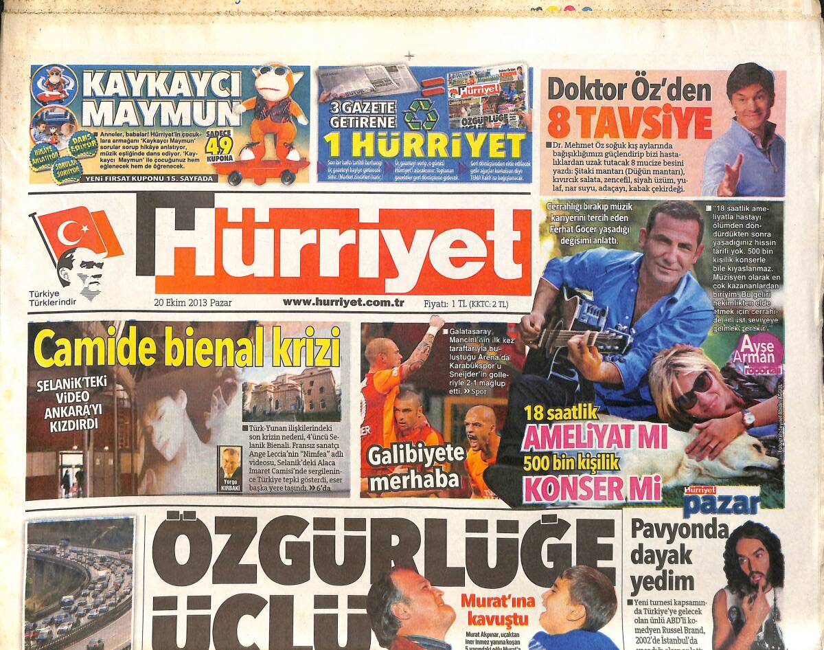 Hürriyet Gazetesi 20 Ekim 2013 - Alaturka Ajda Pekkan - Hasan Yılmaer'i Kaybettik GZ160147 - 1