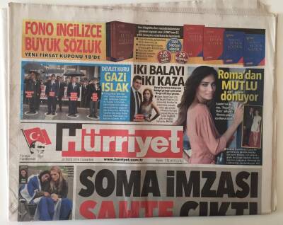 Hürriyet Gazetesi 20 Eylül 2014 - Soma İmzası Sahte Çıktı GZ26987 - 1