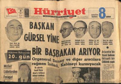 Hürriyet Gazetesi 20 Haziran 1962 - Başkan Gürsel Yine Bir Başkan Arıyor GZ117437 - 1