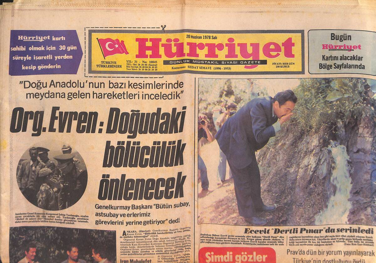Hürriyet Gazetesi 20 Haziran 1978 - Ecevit Yarın Rusya Gezisine Başlıyor - Elizabeth Halaby Saraya Gelin Gidiyor GZ132639 - 1