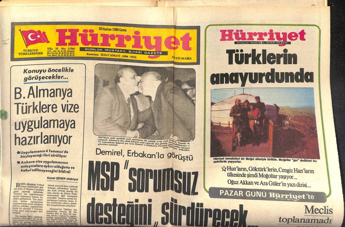 Hürriyet Gazetesi 20 Haziran 1980 - THKP-C Lideri Şensoy Yakalandı - Ecevit Cenazede Slogan Atanlara Sinirlendi GZ147055 - 1