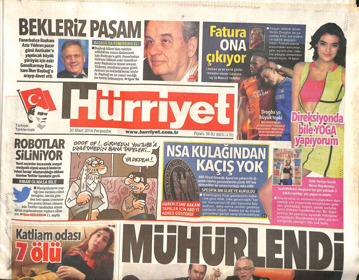 Hürriyet Gazetesi 20 Mart 2014 - Öcalan İçin Tarih 2024 - Başbakan'dan Gül'e Sürpriz Sorular GZ159649 - 1
