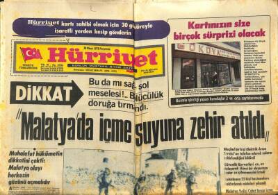 Hürriyet Gazetesi 20 Nisan 1978 - Malatyada İçme Suyuna Zehir Atıldı GZ74272 - 1