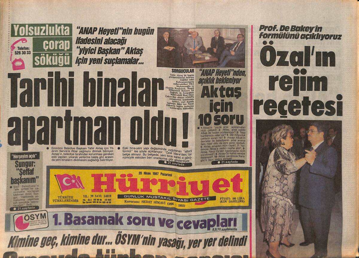Hürriyet Gazetesi 20 Nisan 1987 - Rallikrosçular Yarımca'da Kapıştı - Aktaş İçin 10 Soru GZ160186 - 1