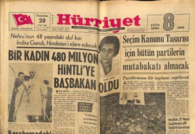 Hürriyet Gazetesi 20 Ocak 1966 - Bir Kadın 480 Milyon Hintliye Başbakan Oldu GZ72588 - 1