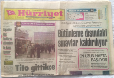 Hürriyet Gazetesi 20 Ocak 1980- Bütünleme Dışındaki Sınavlar Kaldırılıyor - GZ19475 - 1