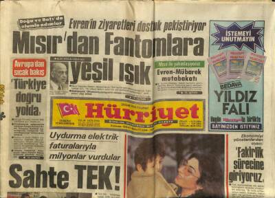 Hürriyet Gazetesi 20 Ocak 1986 - Mısırdan Fantomlara Yeşil Işık GZ97434 - 1