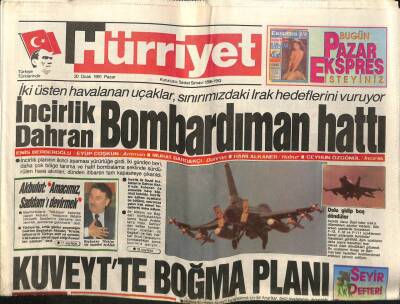 Hürriyet Gazetesi 20 Ocak 1991 - Saddamdan Türkiyeye Tehdit GZ60915 - 1