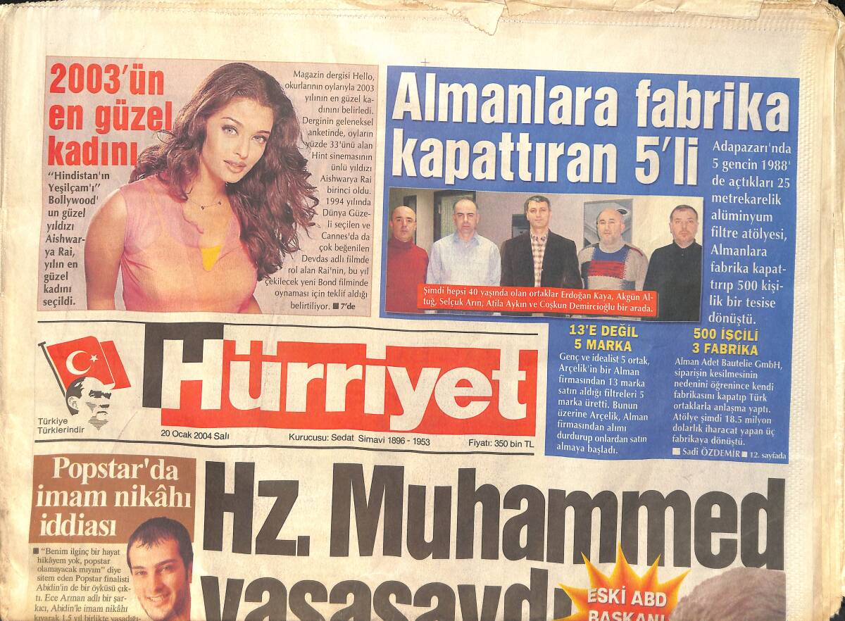Hürriyet Gazetesi 20 Ocak 2004 - Fransızların Yarısı Türkiye'nin AB Üyeliğine Sıcak - Barça Rüştü'ye Kapıyı Gösterdi GZ159165 - 1
