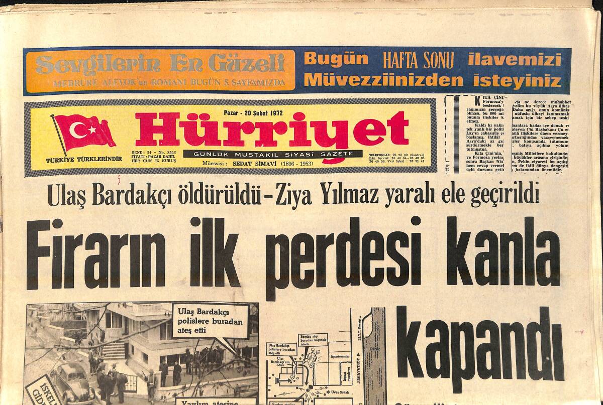 Hürriyet Gazetesi 20 Şubat 1972 - Bursaspor, Fenerbahçe'ye Dolmabahçe'de Kafa Tuttu - Fındıkzade'den Anavutköy'e Baskın GZ156717 - 1
