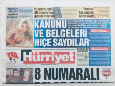 Hürriyet Gazetesi 20 Şubat 2009 - 8 Numaralı Belge Sorusu,Galatasaraya Övgü GZ42732 - 1