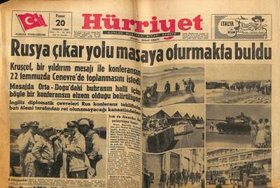 Hürriyet Gazetesi 20 Temmuz 1958 - Rusya Çıkar Yolu Masaya Oturmakta Buldu GZ68937 - 2