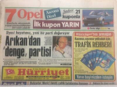 Hürriyet Gazetesi 20 Temmuz 1985 - Arıkandan Denge Partisi GZ38043 - 1