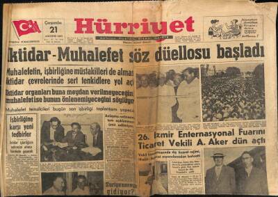 Hürriyet Gazetesi 21 Ağustos 1957 - Asya Gribi Yayılıyor , Fakat Tehlike Yok GZ83513 - 1