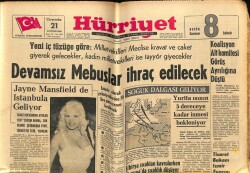 Hürriyet Gazetesi 21 Ağustos 1963 - Jayne Mansfield de İstanbula Geliyor GZ68813 - 2