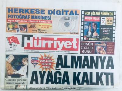 Hürriyet Gazetesi 21 Ağustos 2000 - Almanya Ayağa Kalktı,Irkçı Doktora Tepki GZ40378 - 1