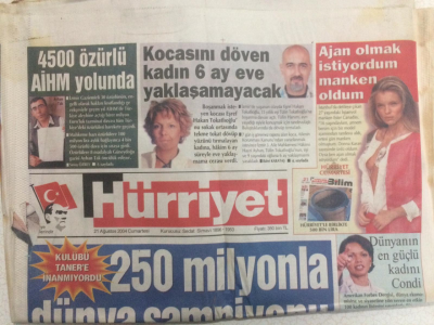 Hürriyet Gazetesi 21 Ağustos 2004 - Kocasını Döven Kadın 6 Ay Eve Yaklaşamayacak GZ27728 - 1
