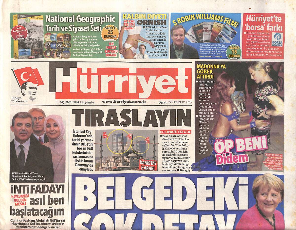 Hürriyet Gazetesi 21 Ağustos 2014 - Alman Uçağına İncirlik Rötarı GZ160239 - 1
