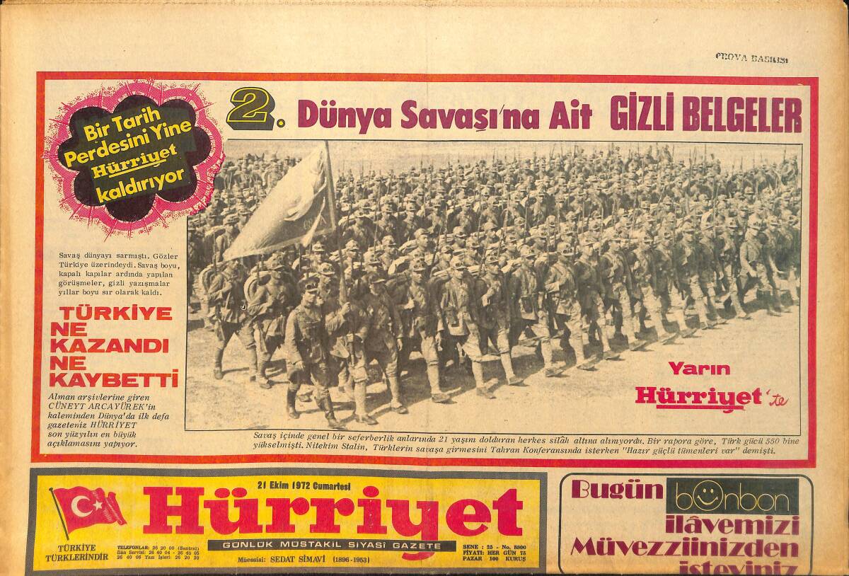 Hürriyet Gazetesi 21 Ekim 1972 - İlhan Selçuk'tan Sonra İlhami Soysal da Gözaltına Alındı GZ157740 - 1