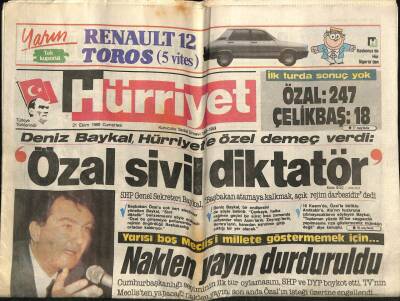 Hürriyet Gazetesi 21 Ekim 1989 - Asım Dizisini Hazırlayan Muhabirlerimiz Tehdit Edildi GZ76453 - 1