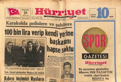 Hürriyet Gazetesi 21 Eylül 1967 - Türk-Sovyet Görüşmeleri Moskovada Başladı GZ91793 - 1