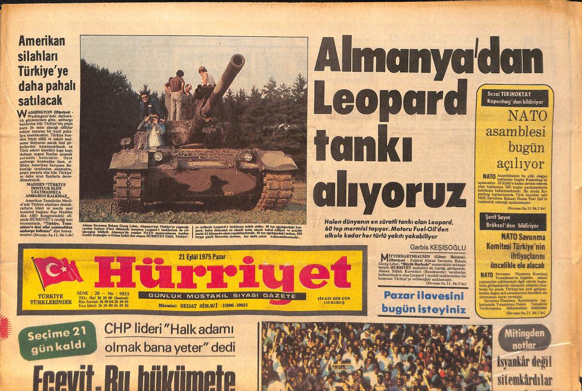 Hürriyet Gazetesi 21 Eylül 1975 - Emel Sayın 