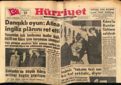 Hürriyet Gazetesi 21 Haziran 1958 - Eskişehirde Büyük Kıbrıs Mitingi Bugün Yapılıyor GZ68919 - 2