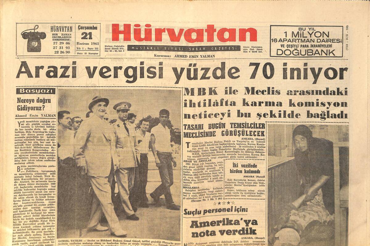 Hürriyet Gazetesi 21 Haziran 1961 - Nakşibendi Tarikatına Mensup Olan 43 Ayinci Yakalandı - Kırşehir'de Renkli Dolu Yağdı GZ159116 - 1