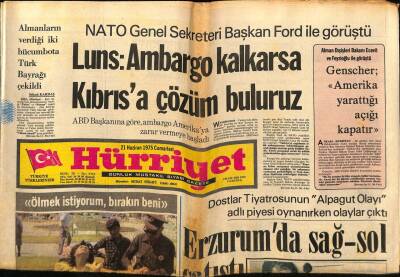 Hürriyet Gazetesi 21 Haziran 1975 - NATO Genel Sekreteri Başkan Ford İle Görüştü GZ67736 - 2