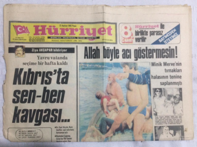 Hürriyet Gazetesi 21 Haziran 1981 - Kıbrısta Sen Ben Kavgası - GZ19716 - 1