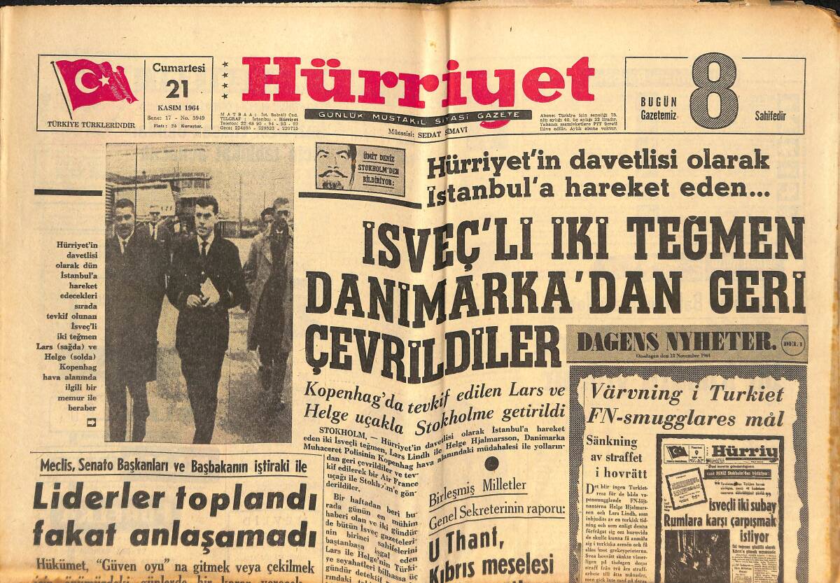 Hürriyet Gazetesi 21 Kasım 1964 - Topkapı Filmi , Bu Hafta Londra'nın Seksen Sinemasında Oynayacak GZ146982 - 1