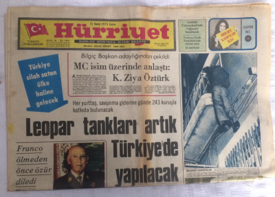 Hürriyet Gazetesi 21 Kasım 1975 - Leopar Tankları Artık Türkiyede Yapılacak - GZ17993 - 1