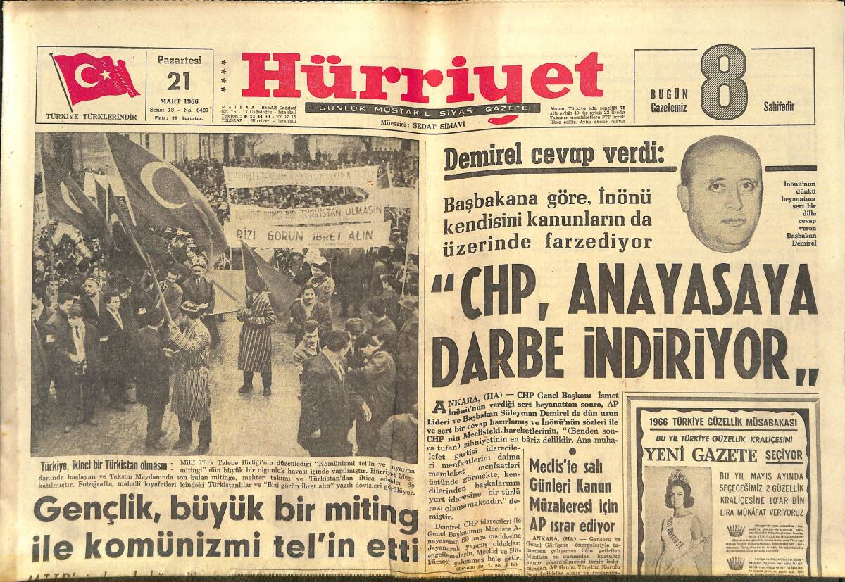 Hürriyet Gazetesi 21 Mart 1966 - Londra'da Teşhir Edilen Altından Dünya Futbol Kupasını Çaldılar GZ142052 - 1
