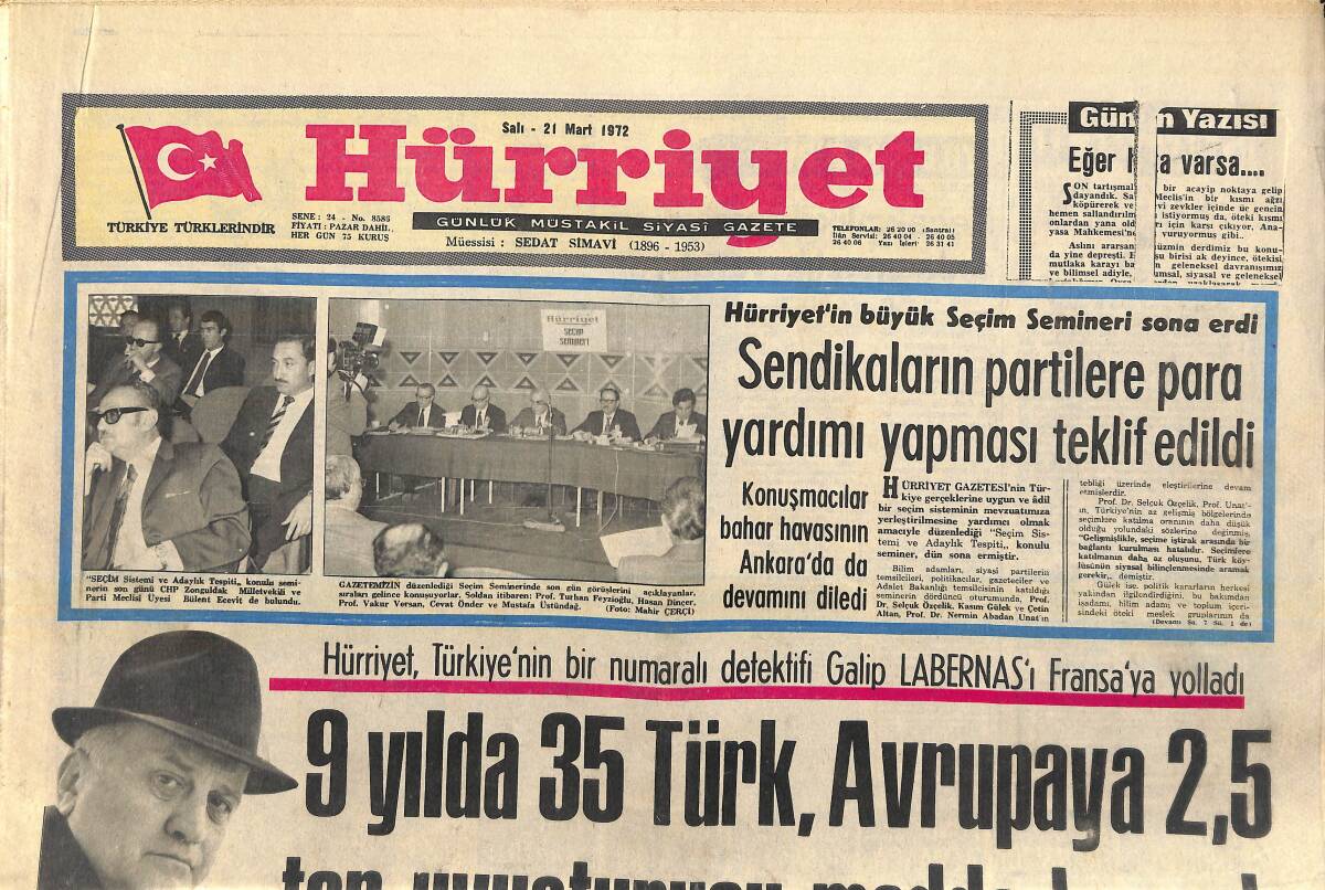 Hürriyet Gazetesi 21 Mart 1972 - Amerika'daki Gösterileri Sertel'in Oğlu Tertipliyor - Türkiye'nin Yeni Döviz Kaynağı Hülya Koçyiğit GZ156938 - 1