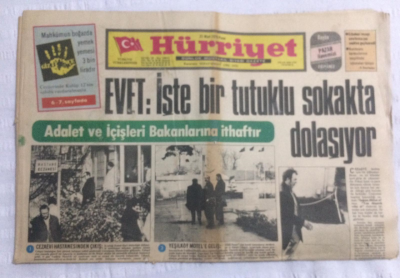 Hürriyet Gazetesi 21 Mart 1976 - İşte Bir Tutuklu Sokakta Dolaşıyor - GZ19631 - 1