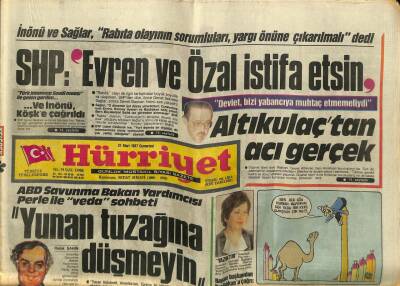 Hürriyet Gazetesi 21 Mart 1987 - SHP Evren Ve Özal İstifa Etsin GZ60780 - 1