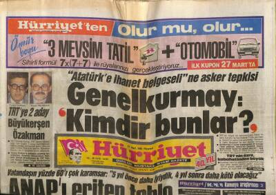 Hürriyet Gazetesi 21 Mart 1988 - ANAPı Eriten Tablo GZ64320 - 1