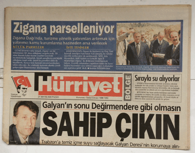 Hürriyet Gazetesi 21 Mayıs 2000 - Zigana Dağı Parselleniyor GZ7590 - 1