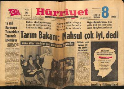 Hürriyet Gazetesi 21 Nisan 1963 - 12 Mil Karasuyu Yunanistan Tanımak İstemiyor GZ67431 - 2