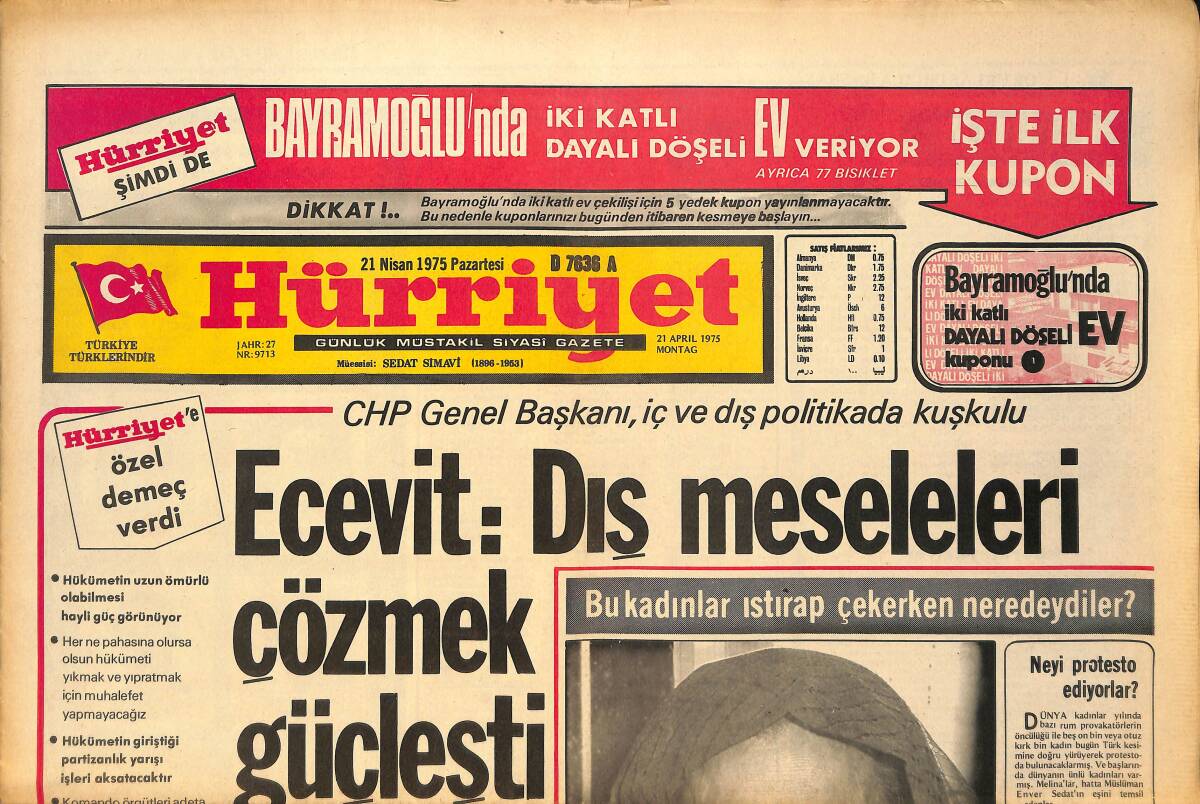 Hürriyet Gazetesi 21 Nisan 1975 - Kral Faysal'ın Öldürülmesindeki Esrarı Çözecek Güzel Sarışını Polis Bir Türlü Bulamıyor GZ157711 - 1