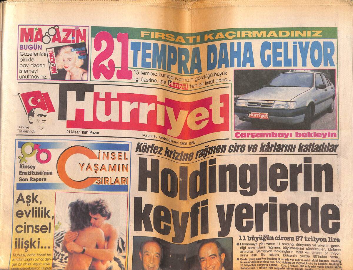 Hürriyet Gazetesi 21 Nisan 1991 - Gün Beşiktaş'ın - Kartal Şampiyonluğa Uçuyor - Akbulut'a Kaza Taksit Taksit Geliyor GZ133062 - 1