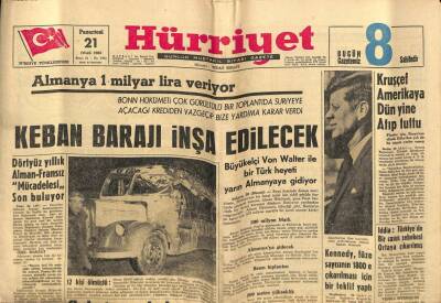 Hürriyet Gazetesi 21 Ocak 1963 - Kruşçef Amerikaya Dün Yine Atıp Tuttu GZ67415 - 2