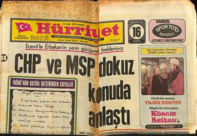 Hürriyet Gazetesi 21 Ocak 1974 - CHP Ve MSP Dokuz Konuda Anlaştı GZ76400 - 1