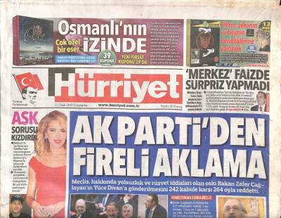 Hürriyet Gazetesi 21 Ocak 2015 - Erdoğan 60 Kez Dinlenmiş - Ak Partiden Fireli Aklama GZ106264 - 1