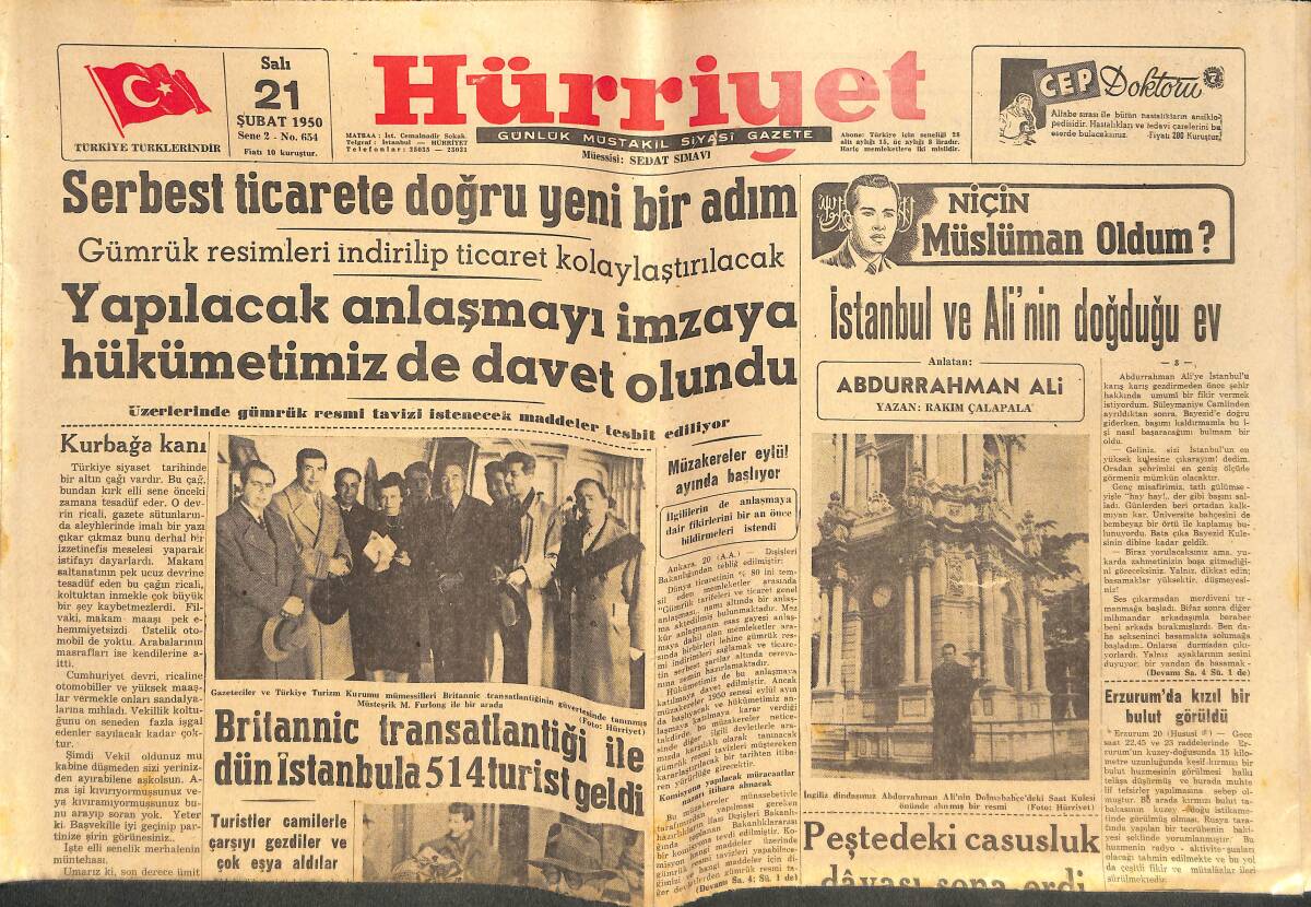 Hürriyet Gazetesi 21 Şubat 1950 - Peştedeki Casusluk Davası Sona Erdi! - Rusya'daki Büyük Komplo Teşebbüsü GZ142560 - 1