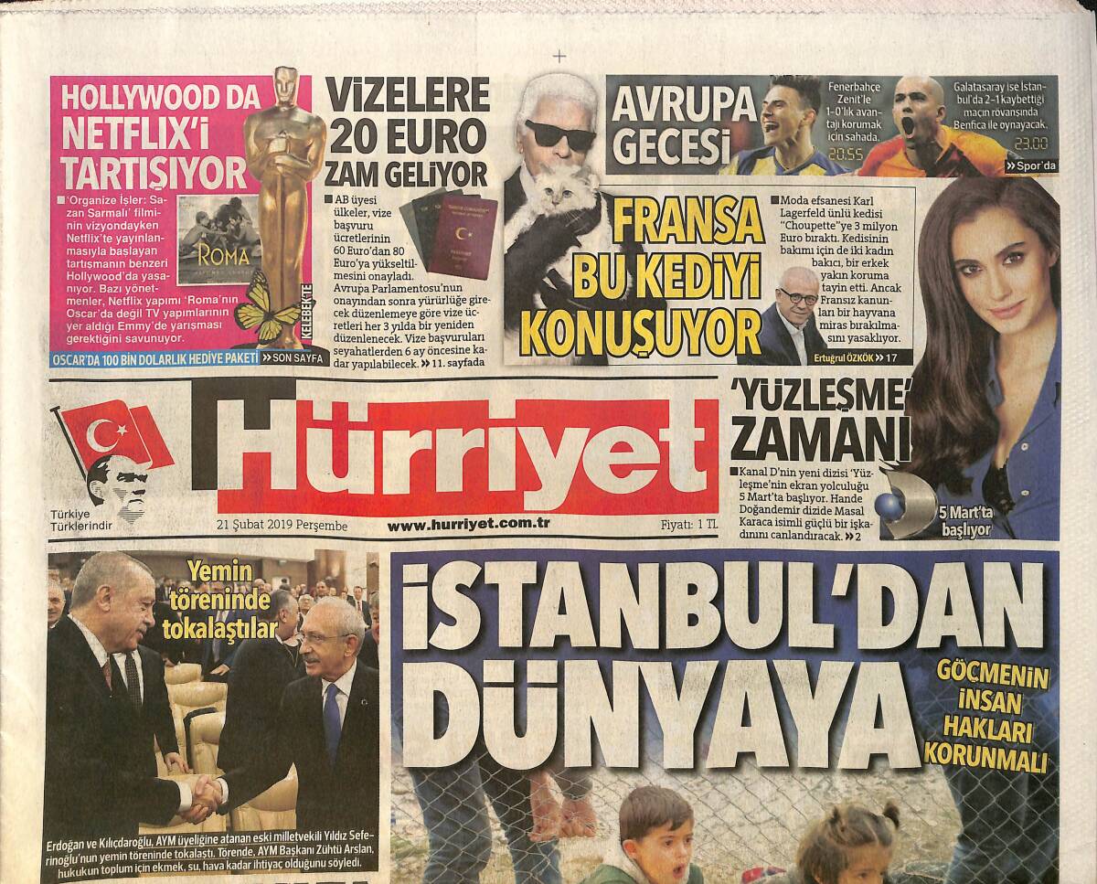 Hürriyet Gazetesi 21 Şubat 2019 - Hollywood Da Netflix'i Tartışıyor - Lady Gaga Nişanı Attı GZ154229 - 1
