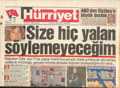 Hürriyet Gazetesi 21 Temmuz 1993 - Kayahan , Şarkılarının Kadınından Boşandı - Güniz Sokakta Suikast Timi GZ126616 - 1
